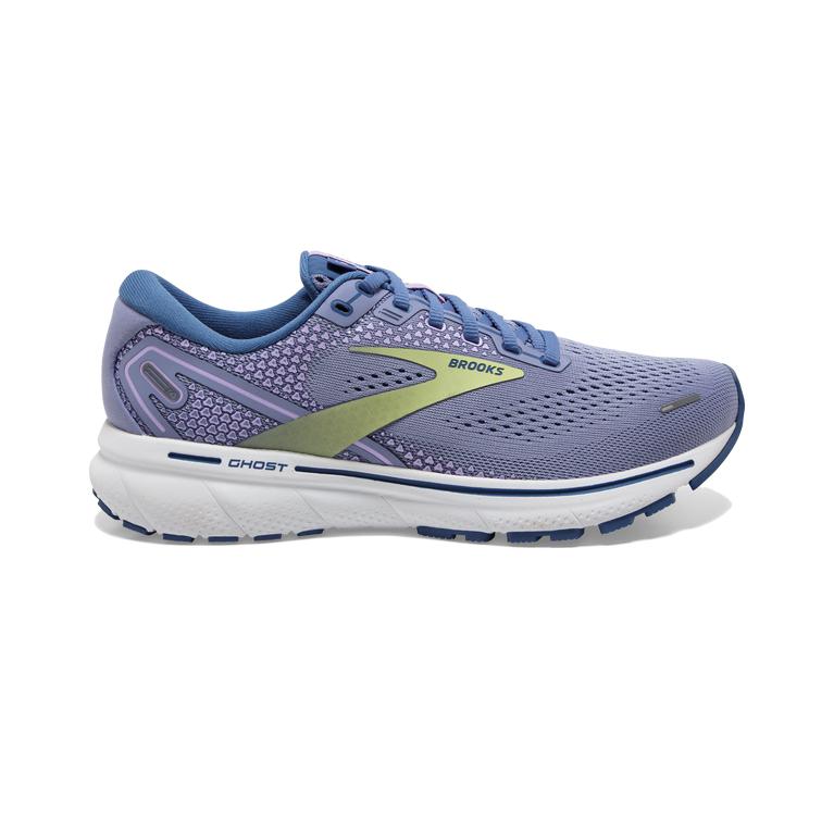 Brooks Ghost 14 Cushioned Road Running Shoes - Women's - Purple Impression/Dutch/Lime (86357-SKQD)